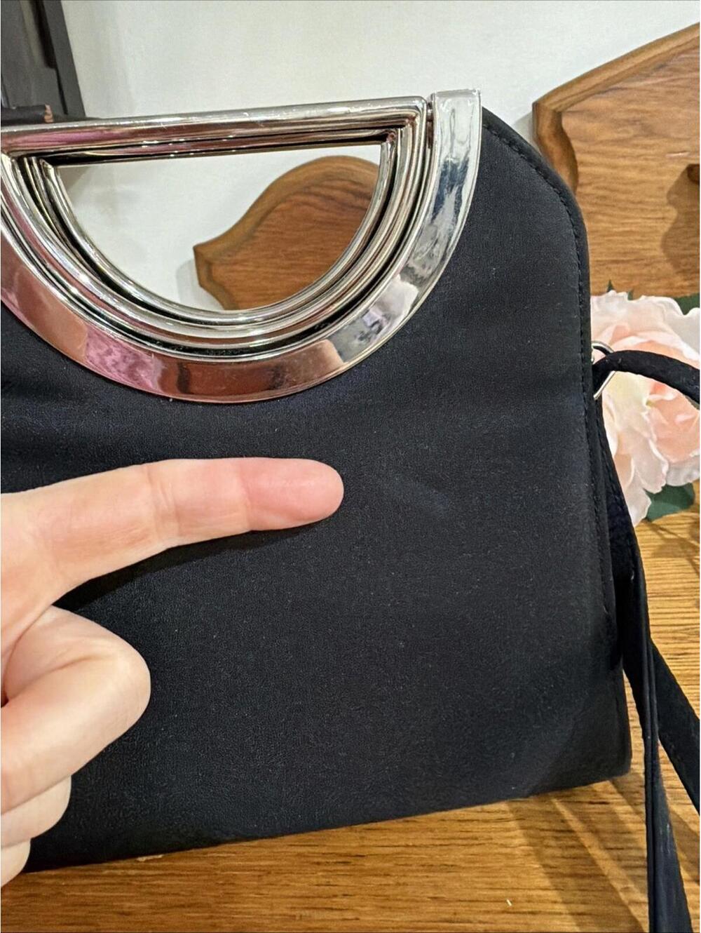Vintage Classic Kate Spade Black Nylon Handbag Purse Cross Body Silver Handles - Picture 9 of 9